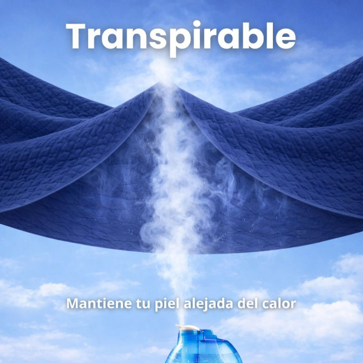 Combo Protector de Colchón y de Almohada Acolchado Azul para Colchón King 200 X 200 Cm