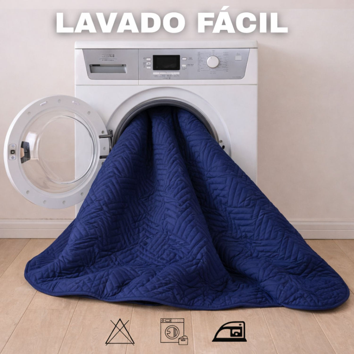 Combo Protector de Colchón y de Almohada Acolchado Azul para Colchón King 200 X 200 Cm