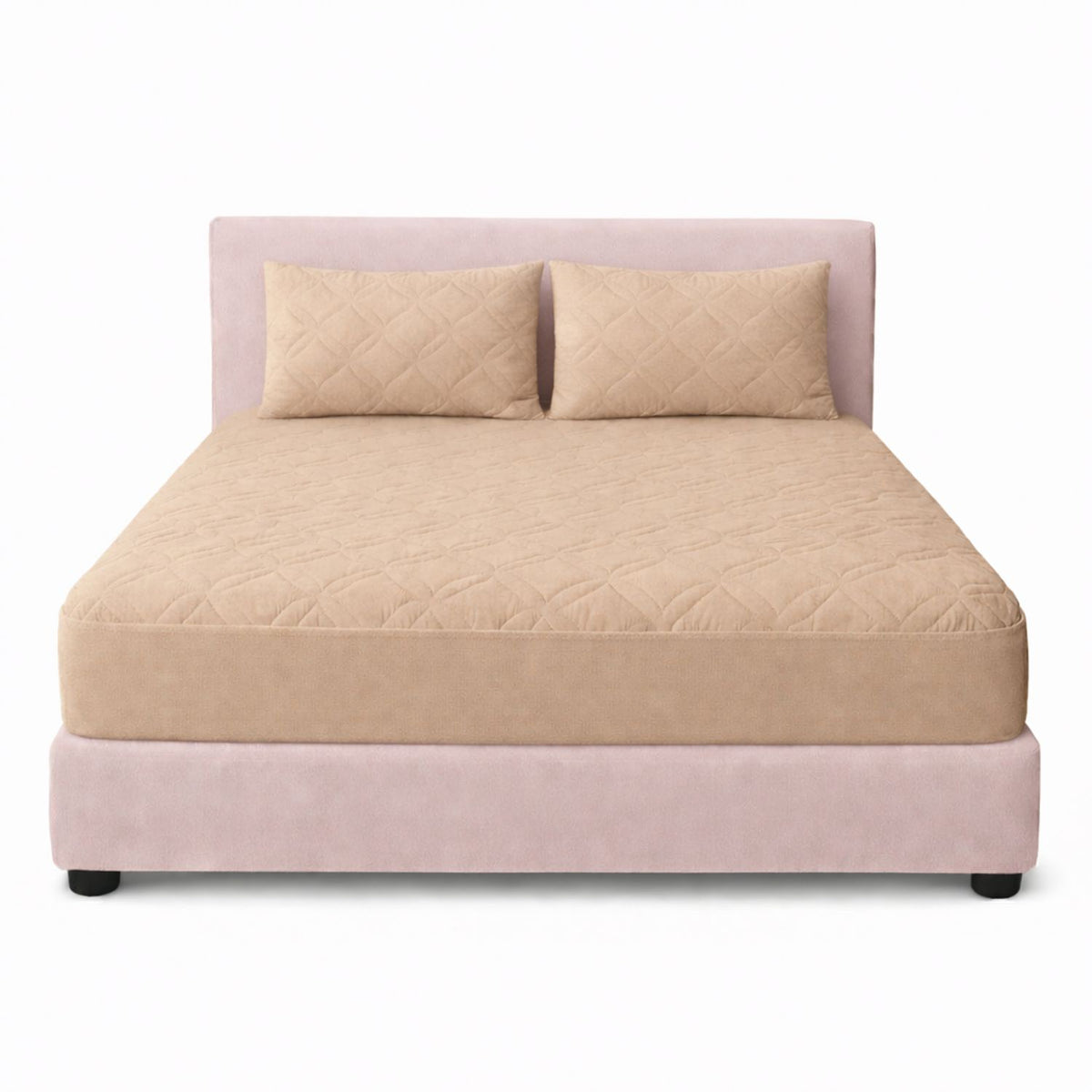 Combo Protector de Colchón y de Almohada Acolchado Beige para Colchón King 200 X 200 Cm