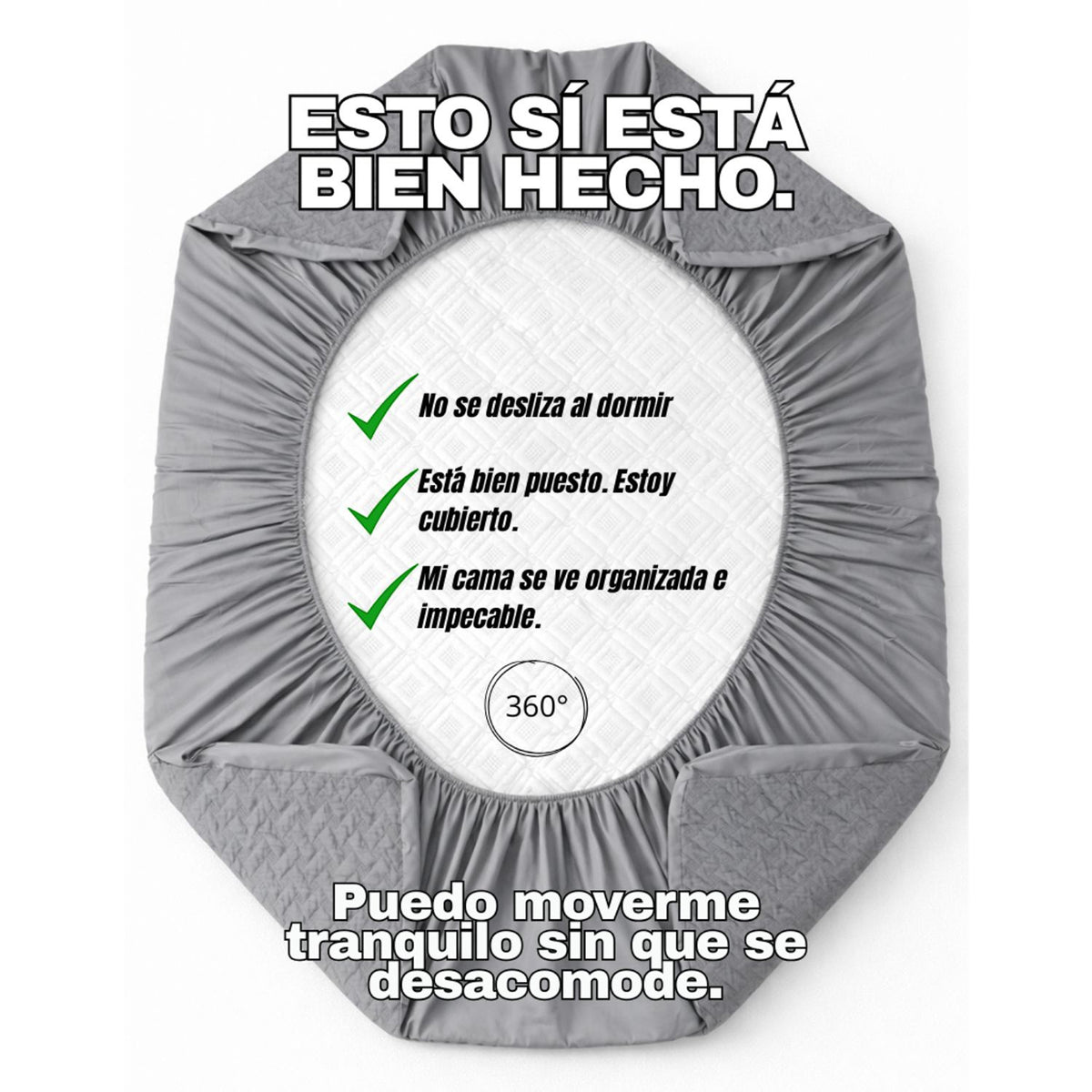 Combo Protector de Colchón y de Almohada Acolchado Gris para Colchón King 200 X 200 Cm