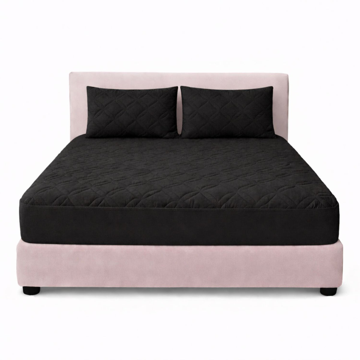 Combo Protector de Colchón y de Almohada Acolchado Negro para Colchón King 200 X 200 Cm