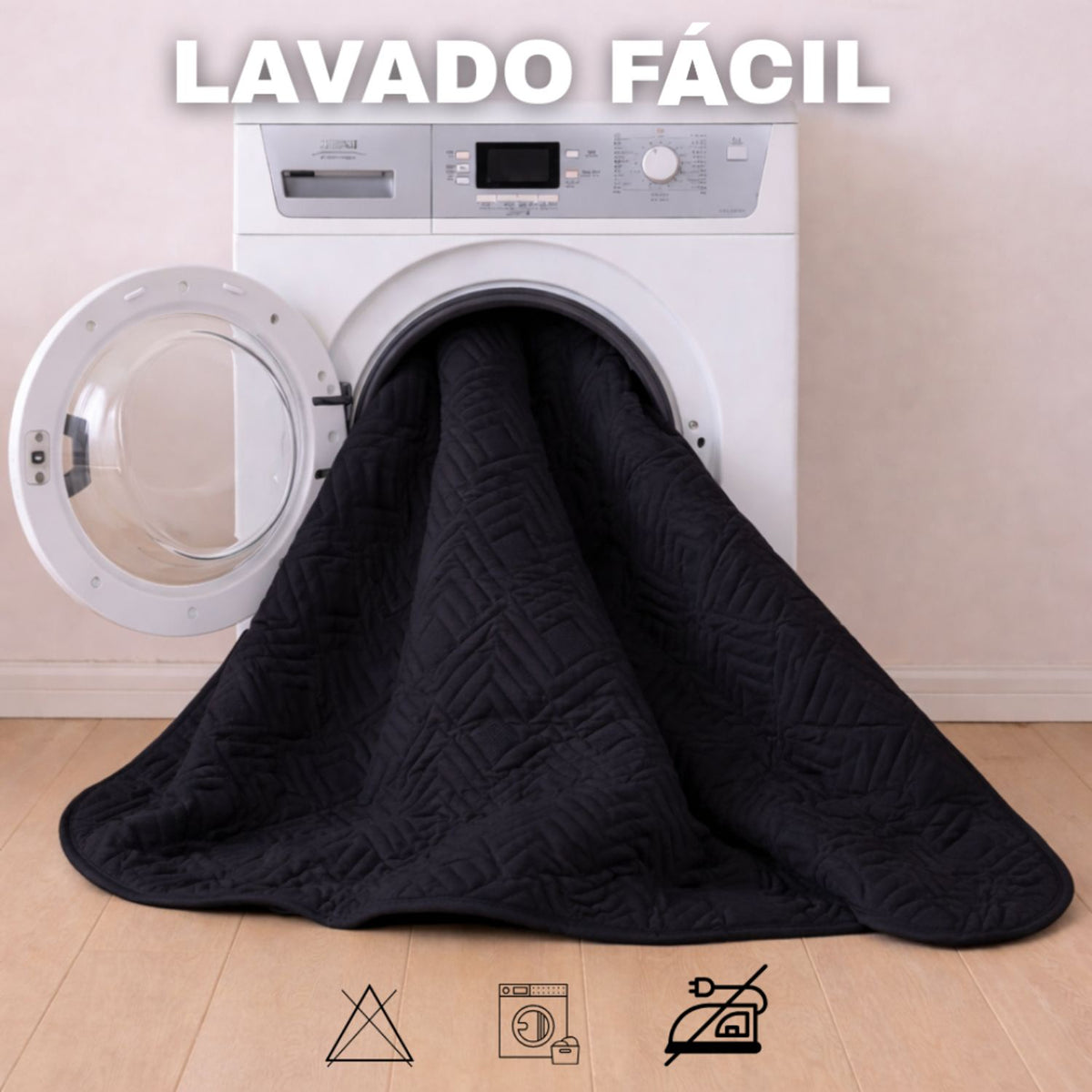 Combo Protector de Colchón y de Almohada Acolchado Negro para Colchón King 200 X 200 Cm