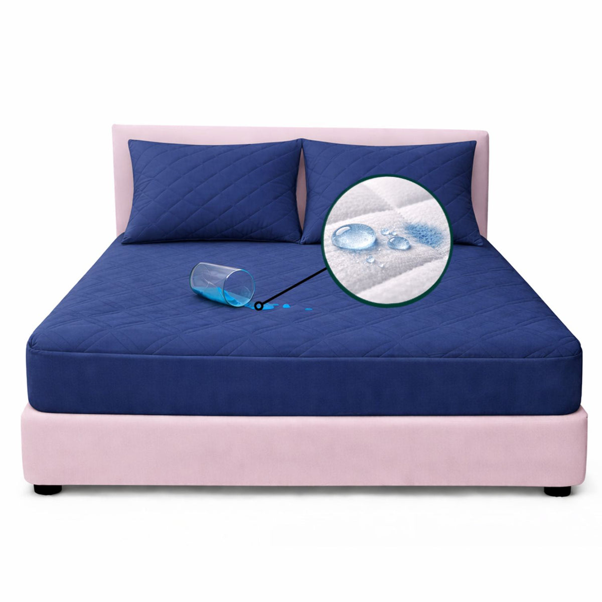 Combo Protector de Colchón y de Almohada Semiantifluido Azul para Colchón Sencillo 100 X 190 Cm Semi-Antifluido