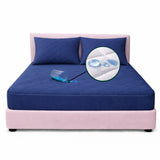 Combo Protector de Colchón y de Almohada Semiantifluido Azul para Colchón Sencillo 100 X 190 Cm Semi-Antifluido