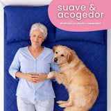 Combo Protector de Colchón y de Almohada Semiantifluido Azul para Colchón Sencillo 100 X 190 Cm Semi-Antifluido