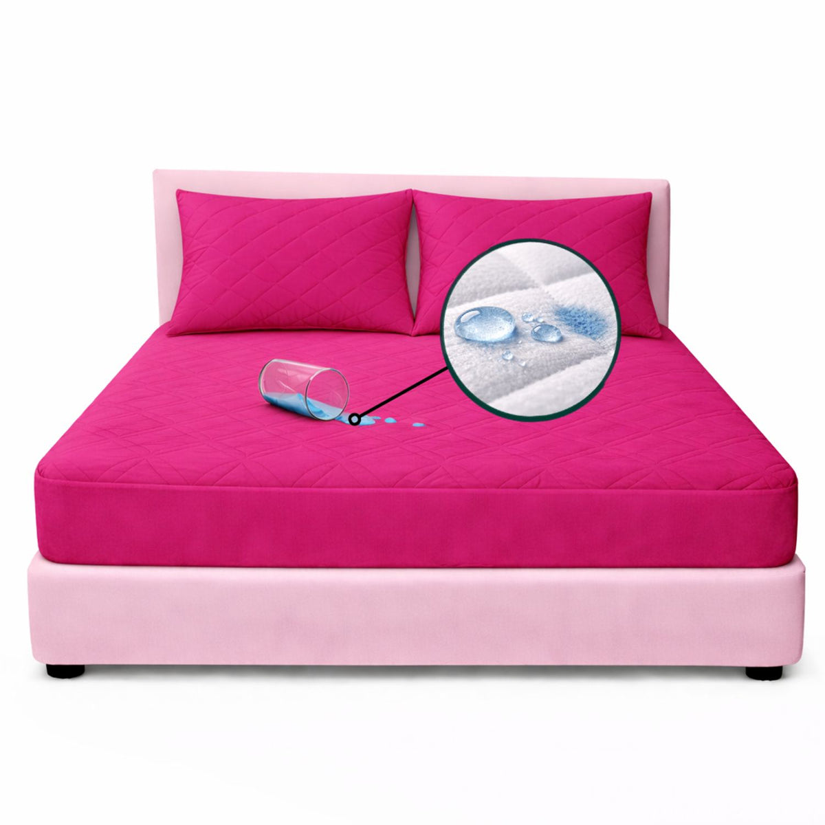 Combo Protector de Colchón y de Almohada Semiantifluido Fucsia para Colchón Sencillo 100 X 190 Cm Semi-Antifluido