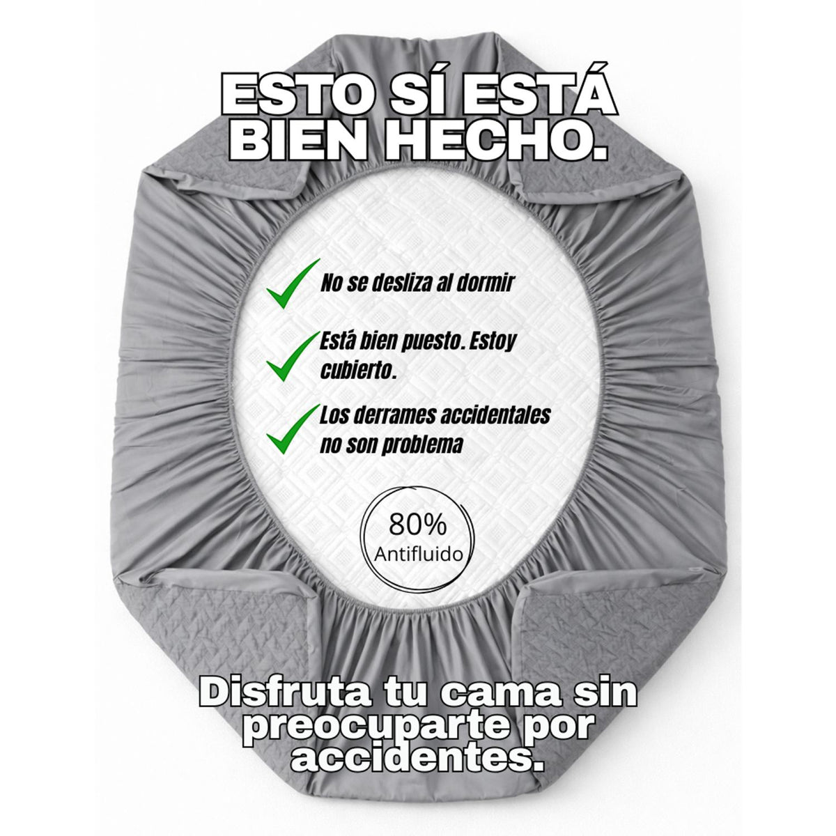 Combo Protector de Colchón y de Almohada Semiantifluido Gris para Colchón Sencillo 100 X 190 Cm Semi-Antifluido