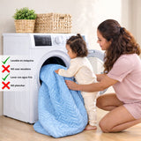 Combo Protector de Colchón y de Almohada Semiantifluido Azul Celeste para Colchón Semidoble 120 X 190 Cm Semi-Antifluido
