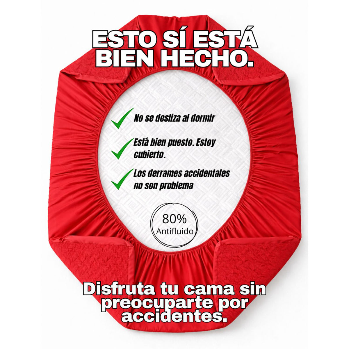 Combo Protector de Colchón y de Almohada Semiantifluido Rojo para Colchón Semidoble 120 X 190 Cm Semi-Antifluido