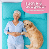 Combo Protector de Colchón y de Almohada Semiantifluido Turquesa para Colchón Semidoble 120 X 190 Cm Semi-Antifluido