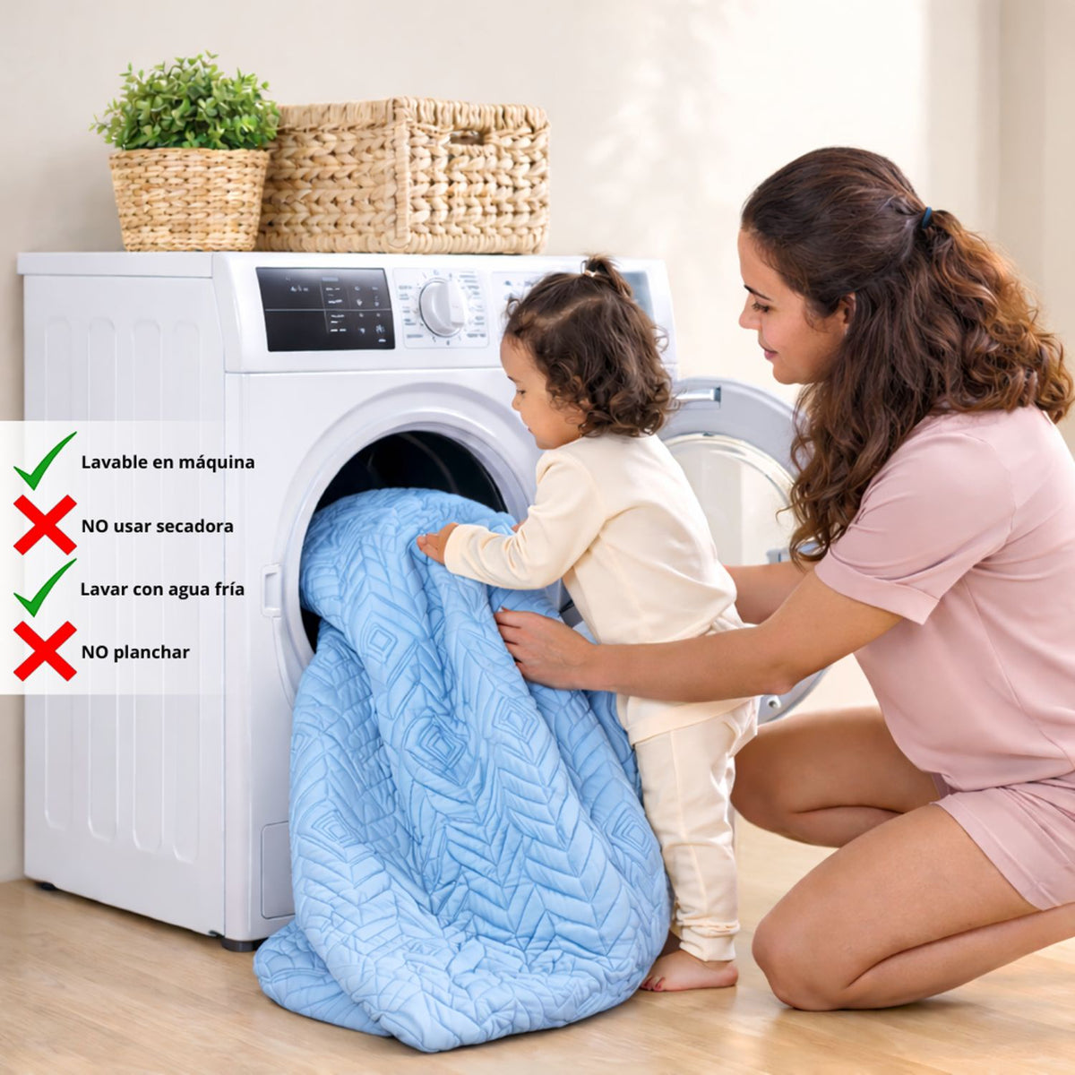 Combo Protector de Colchón y de Almohada Semiantifluido Azul Celeste para Colchón Doble 140 X 190 Cm Semi-Antifluido
