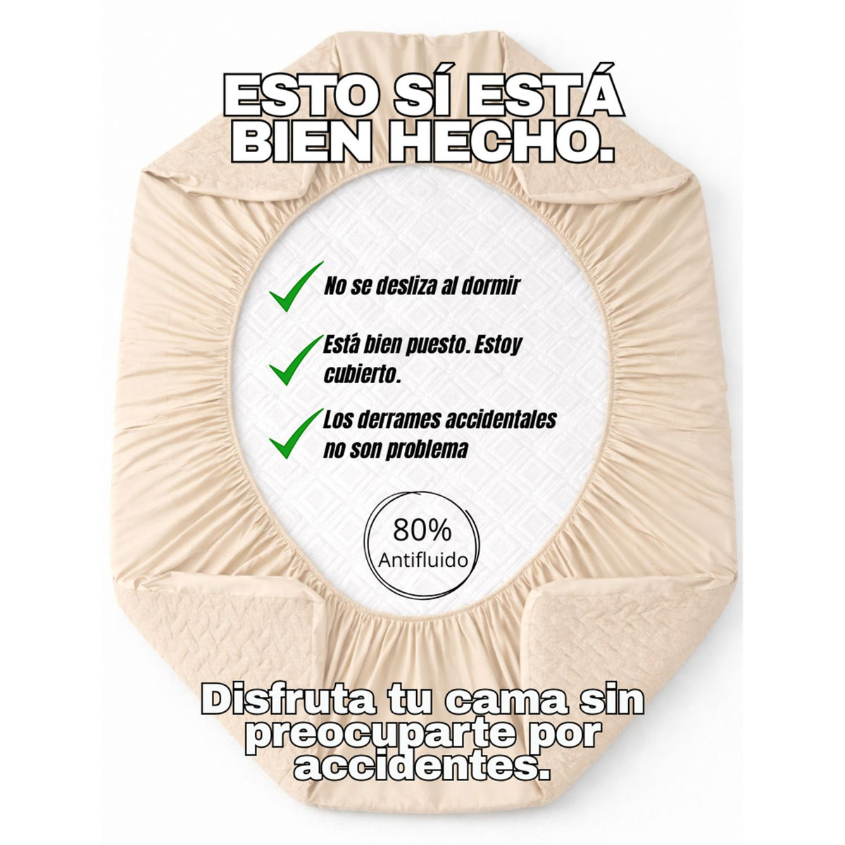 Combo Protector de Colchón y de Almohada Semiantifluido Beige para Colchón Doble 140 X 190 Cm Semi-Antifluido