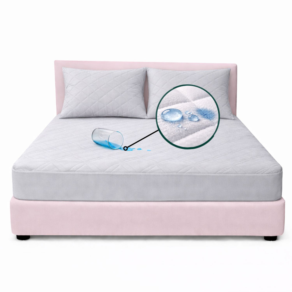 Combo Protector de Colchón y de Almohada Semiantifluido Gris para Colchón Doble 140 X 190 Cm Semi-Antifluido