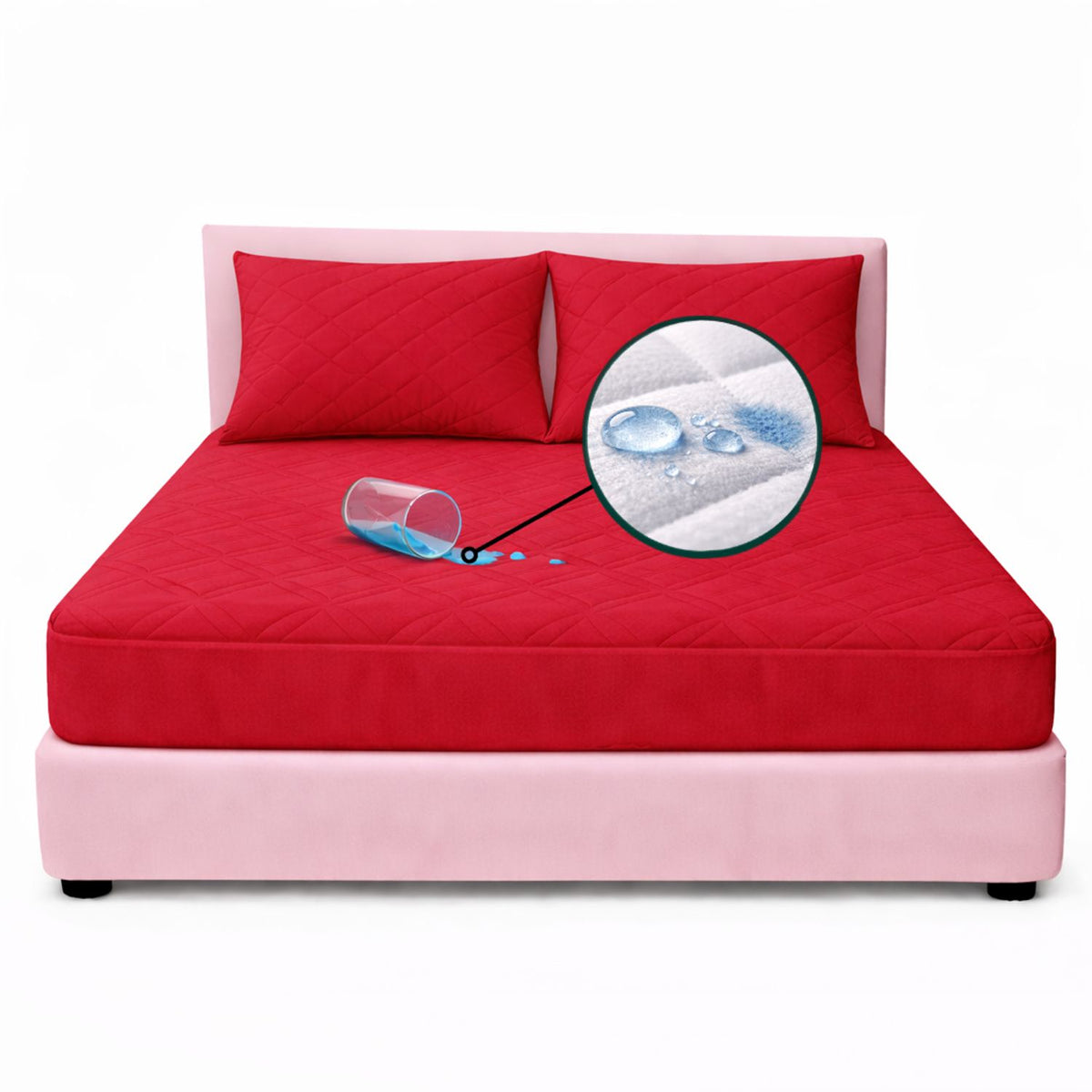 Combo Protector de Colchón y de Almohada Semiantifluido Rojo para Colchón Doble 140 X 190 Cm Semi-Antifluido