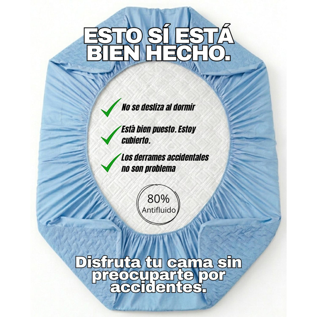 Combo Protector de Colchón y de Almohada Semiantifluido Azul Celeste para Colchón Queen 160 X 190 Cm Semi-Antifluido