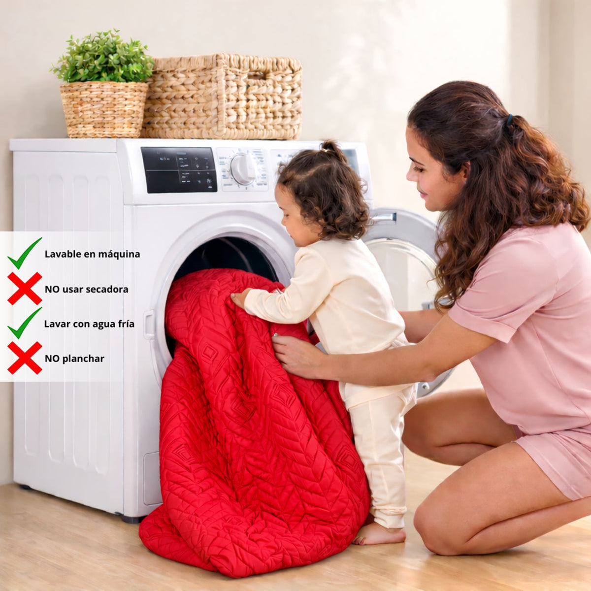 Combo Protector de Colchón y de Almohada Semiantifluido Rojo para Colchón Queen 160 X 190 Cm Semi-Antifluido