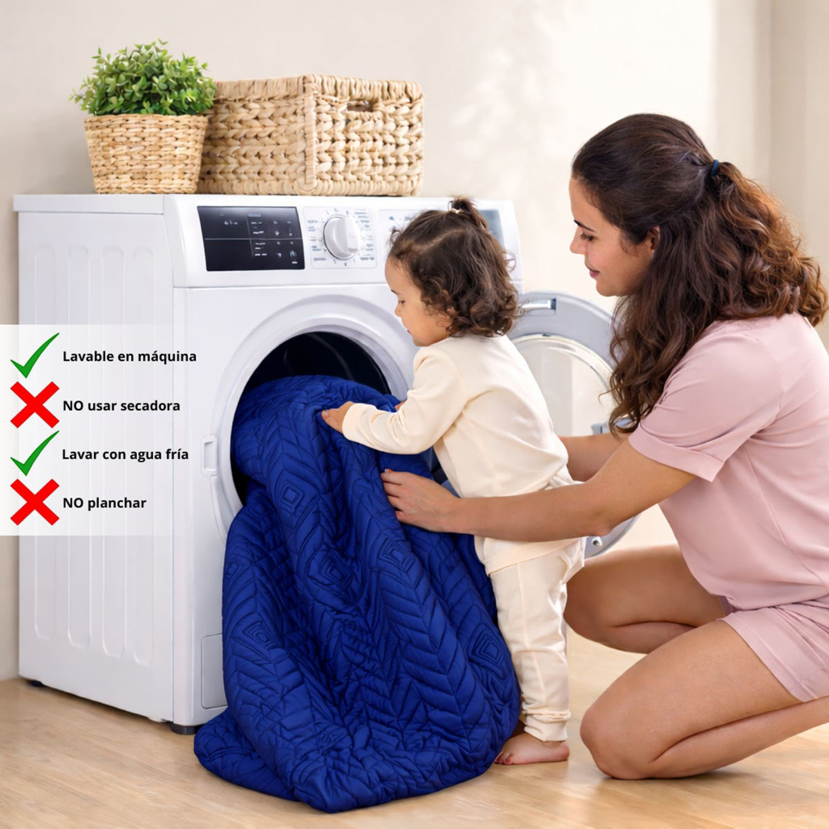Combo Protector de Colchón y de Almohada Semiantifluido Azul para Colchón King 200 X 200 Cm Semi-Antifluido