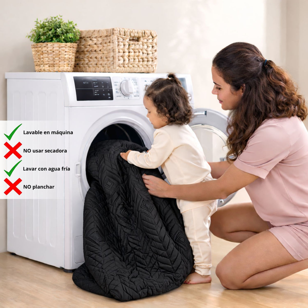 Combo Protector de Colchón y de Almohada Semiantifluido Negro para Colchón King 200 X 200 Cm Semi-Antifluido