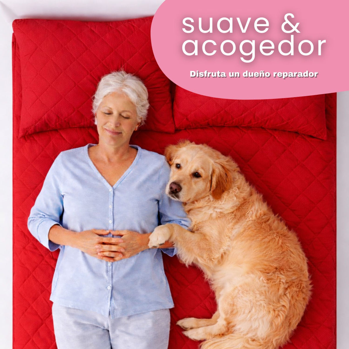 Combo Protector de Colchón y de Almohada Semiantifluido Rojo para Colchón King 200 X 200 Cm Semi-Antifluido