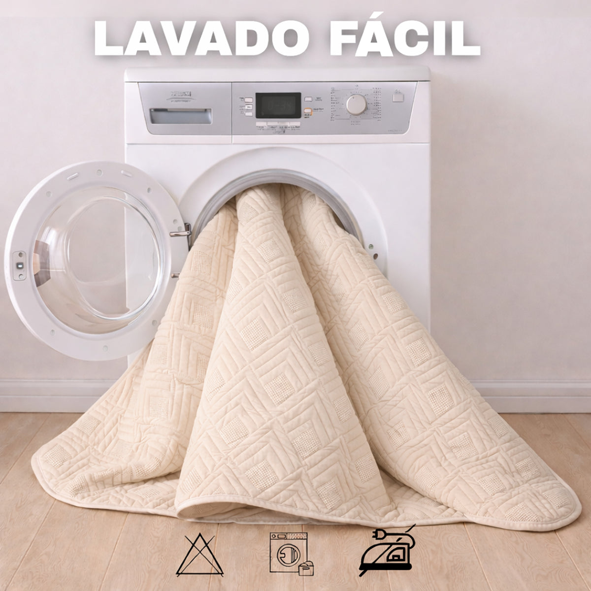 Protector de Colchón Acolchado Beige para Colchón Doble 140 X 190 Cm