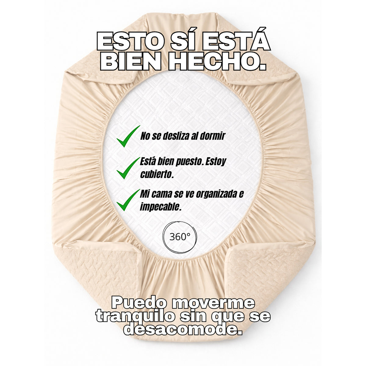 Protector de Colchón Acolchado Beige para Colchón Doble 140 X 190 Cm