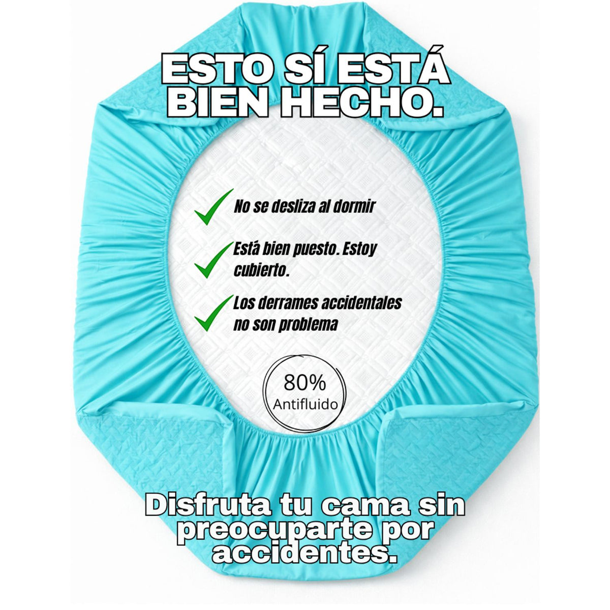 Protector de Colchón Semiantifluido Turquesa para Colchón Sencillo 100 X 190 Cm Semi-Antifluido