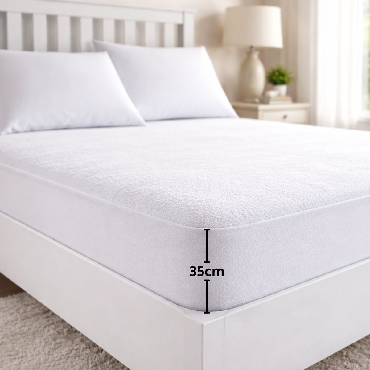Combo Protector de Colchón y de Almohada Terry Blanco para Colchón Sencillo 100 X 190 Cm Impermeable