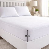 Combo Protector de Colchón y de Almohada Terry Blanco para Colchón Queen 160 X 190 Cm Impermeable