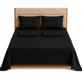 Combo Protector de Colchón y Juego de Sábanas Negro para Colchón Sencillo 100 X 190 Cm