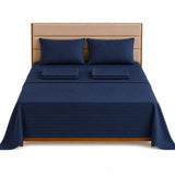 Combo Protector de Colchón y Juego de Sábanas Azul para Colchón Semidoble 120 X 190 Cm