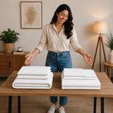 Combo Protector de Colchón y Juego de Sábanas Blanco para Colchón Semidoble 120 X 190 Cm