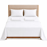 Combo Protector de Colchón y Juego de Sábanas Blanco para Colchón Doble 140 X 190 Cm