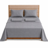 Combo Protector de Colchón y Juego de Sábanas Gris para Colchón Doble 140 X 190 Cm