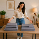 Combo Protector de Colchón y Juego de Sábanas Gris para Colchón Doble 140 X 190 Cm