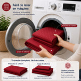 Combo Protector de Colchón y Juego de Sábanas Rojo para Colchón Doble 140 X 190 Cm