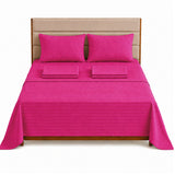 Combo Protector de Colchón y Juego de Sábanas Fucsia para Colchón Queen 160 X 190 Cm