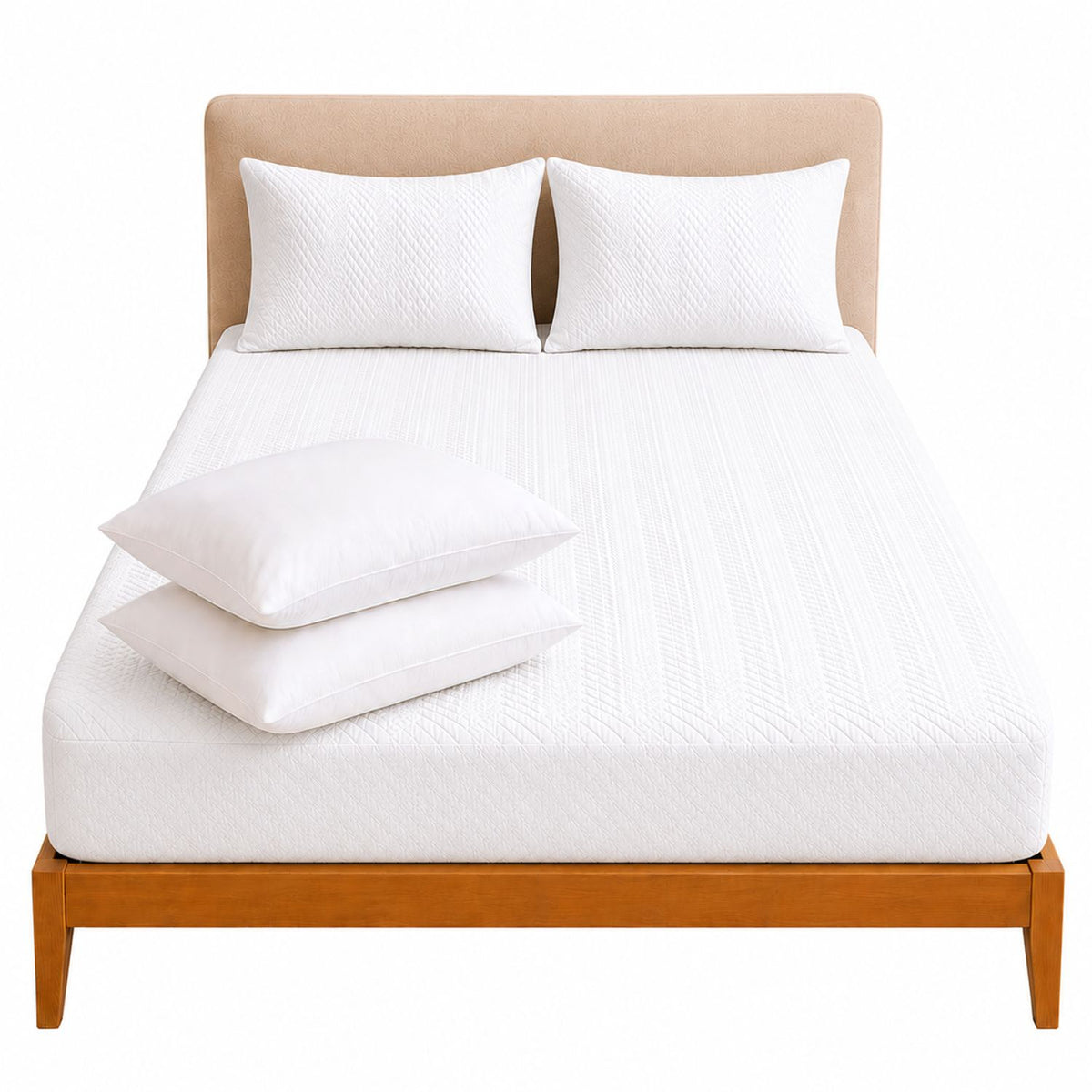 Combo Protector de Colchón y Almohadas Siliconada Blanco para Colchón Sencillo 100 X 190 Cm