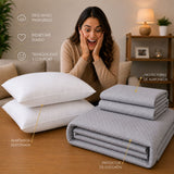 Combo Protector de Colchón y Almohadas Siliconada Gris para Colchón Semidoble 120 X 190 Cm
