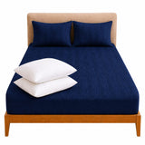 Combo Protector de Colchón y Almohadas Siliconada Azul para Colchón Doble 140 X 190 Cm