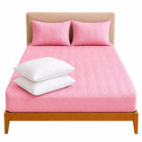 Combo Protector de Colchón y Almohadas Siliconada Rosado para Colchón Doble 140 X 190 Cm