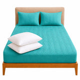 Combo Protector de Colchón y Almohadas Siliconada Turquesa para Colchón Doble 140 X 190 Cm