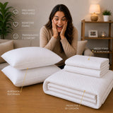 Combo Protector de Colchón y Almohadas Siliconada Blanco para Colchón King 200 X 200 Cm