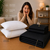 Combo Protector de Colchón y Almohadas Siliconada Negro para Colchón King 200 X 200 Cm