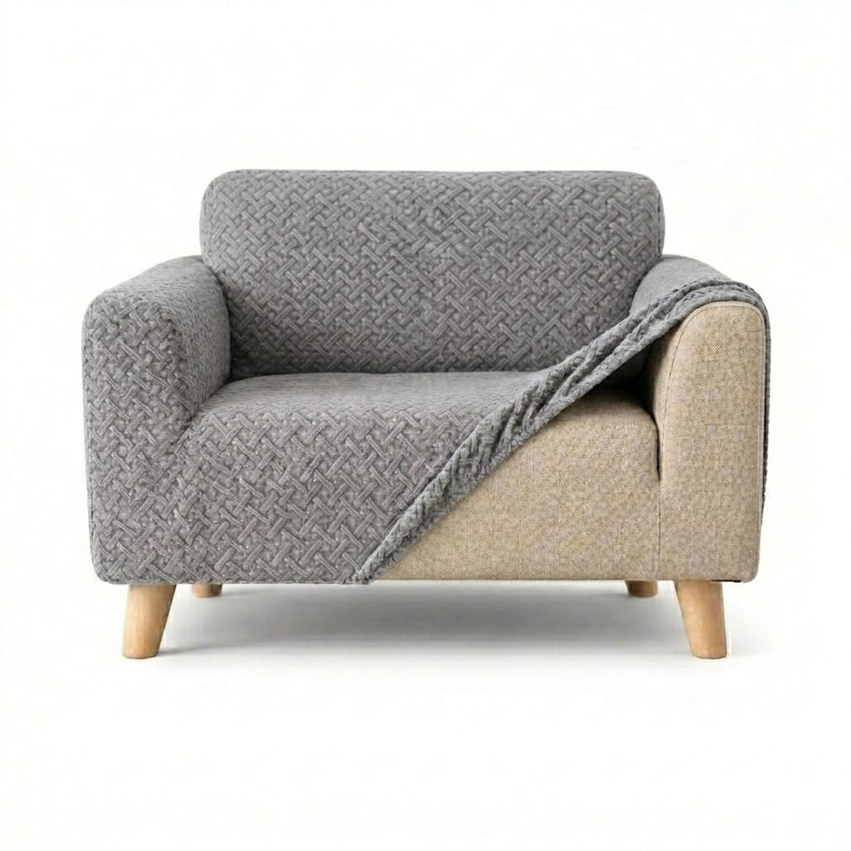 Protector de Sofá Elástico Gris 60x180cm Para Sofás de Un Puesto Doble Faz
