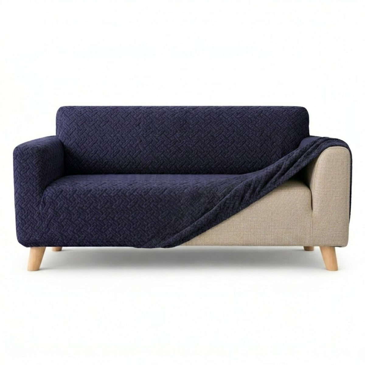 Protector de Sofá Elástico Azul 180x180cm Para Sofás de Tres Puestos Doble Faz