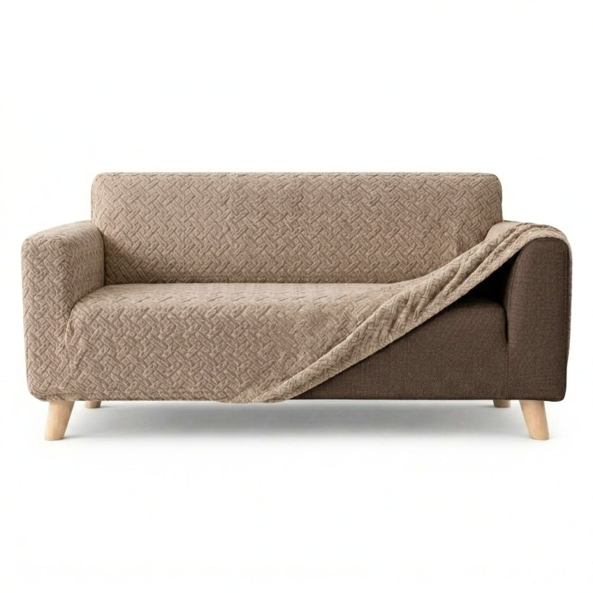Protector de Sofá Elástico Beige 180x180cm Para Sofás de Tres Puestos Doble Faz