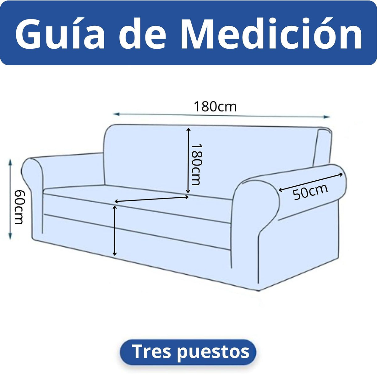 Protector de Sofá Elástico Beige 180x180cm Para Sofás de Tres Puestos Doble Faz