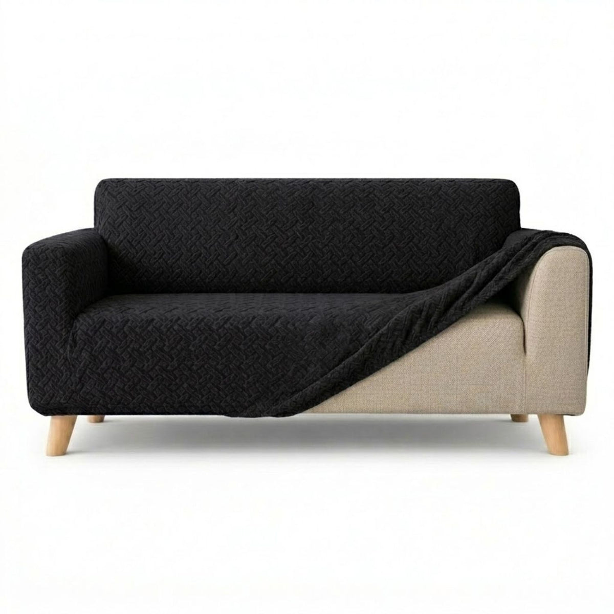 Protector de Sofá Elástico Negro 180x180cm Para Sofás de Tres Puestos Doble Faz