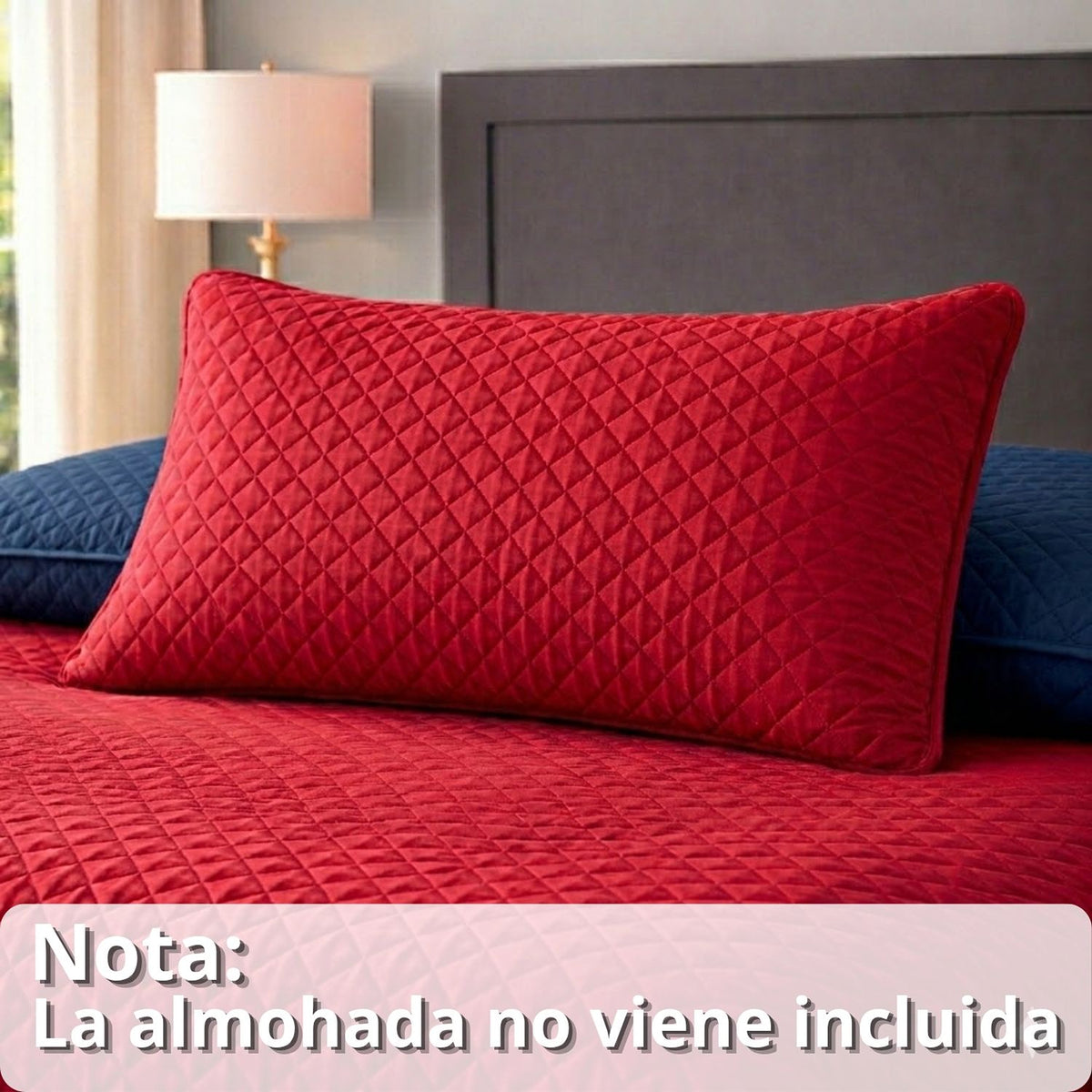 Colcha Doble Faz Rojo y Azul 160x220cm para Colchón Sencillo 100 X 190 Cm Sin Acolchado Sin Relleno Fondo Entero