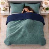 Colcha Doble Faz Verde y Azul 160x220cm para Colchón Sencillo 100 X 190 Cm Sin Acolchado Sin Relleno Fondo Entero